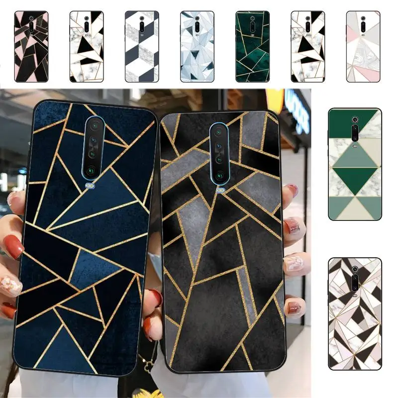 

YNDFCNB Geometric Marble Phone Case for Redmi 5 6 7 8 9 A 5plus K20 4X 6 cover