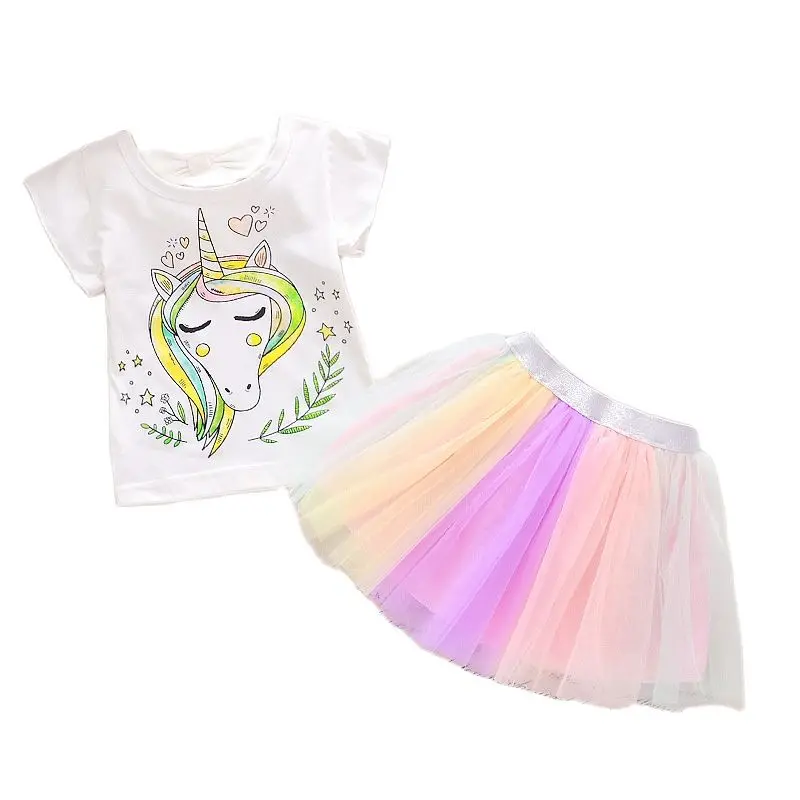 2021 Новое модное платье с единорогом для девочек детская одежда детские кружевные