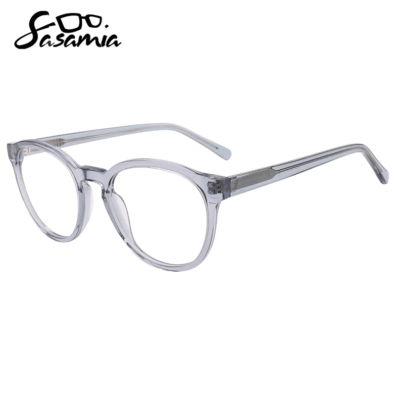 

SASAMIA Women Glasses Frame Full Rim Round Glasses Acetate Woman Transparent Eyeglasses Legs Optical Prescription Glasses WD1288