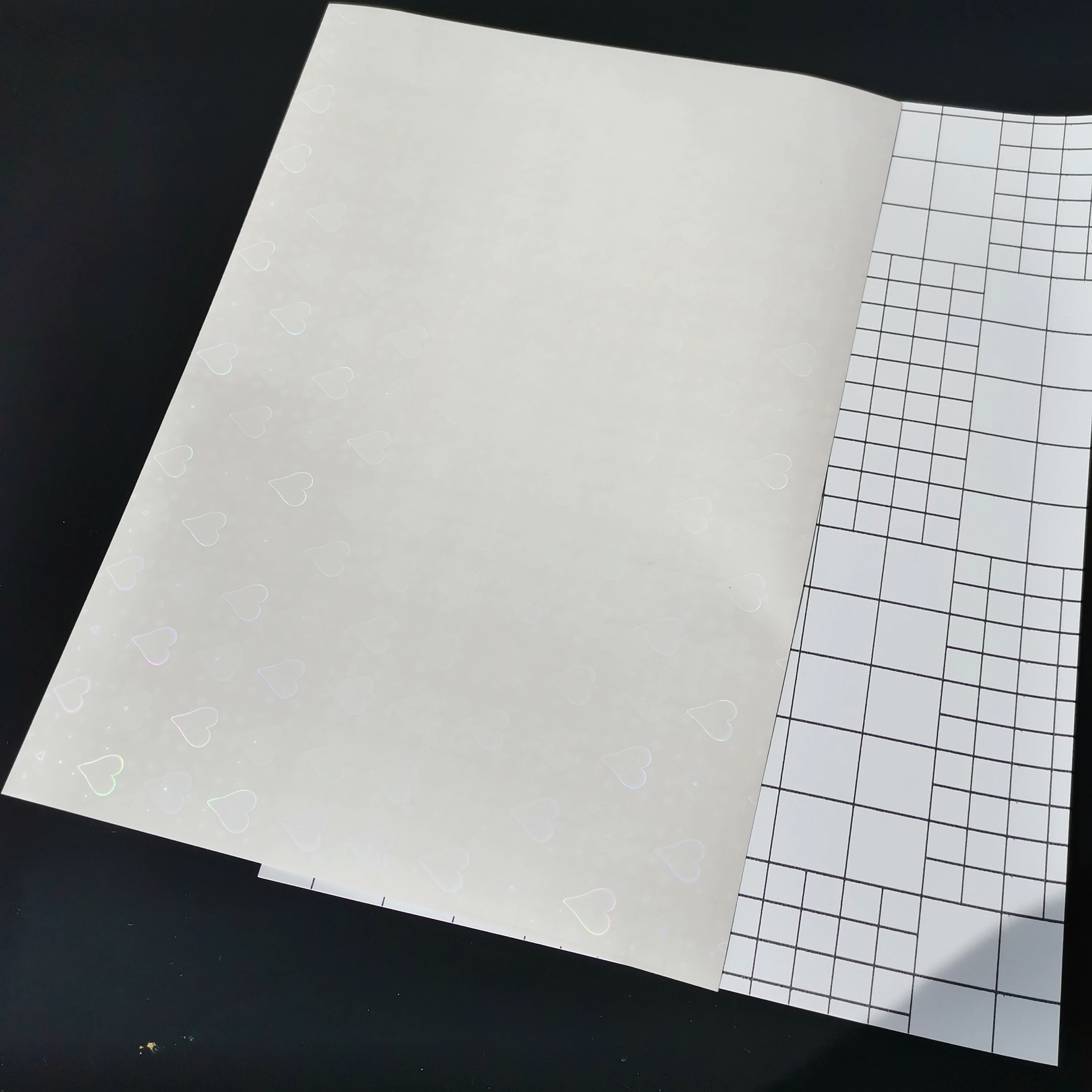 

Love Heart 210 x 297 MM Holographic Foil Adhesive Tape Back Hot Stamping On Paper 50 Sheets DIY Package Color Card