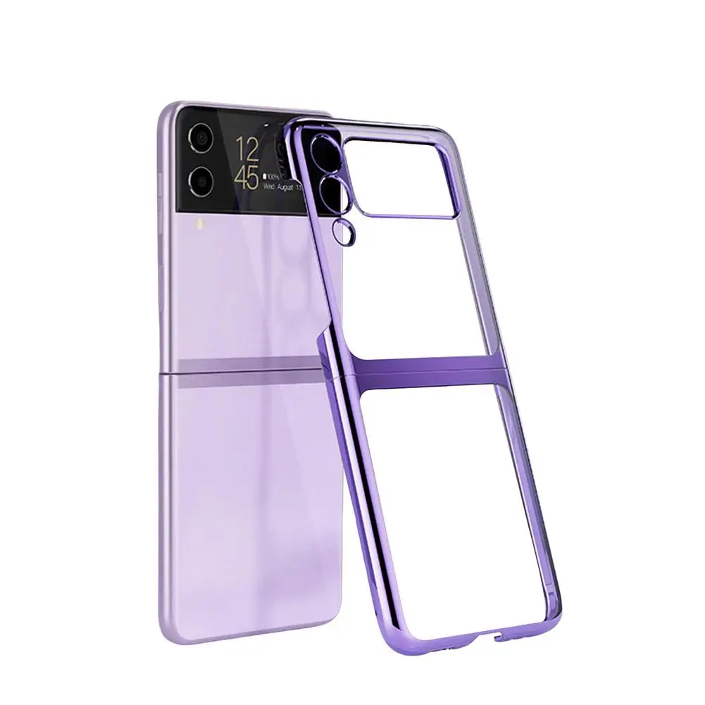 

For Galaxy Z Flip3 Plating Phone Case Transparent Phone Case Perfect Fit Shell All-inclusive Protective Cover Foldable Phone