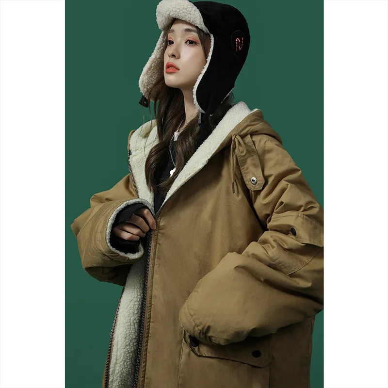 

wool lambs coat female winter 2020 new han edition cotton-padded clothes loose wool double tooling cotton-padded jacket