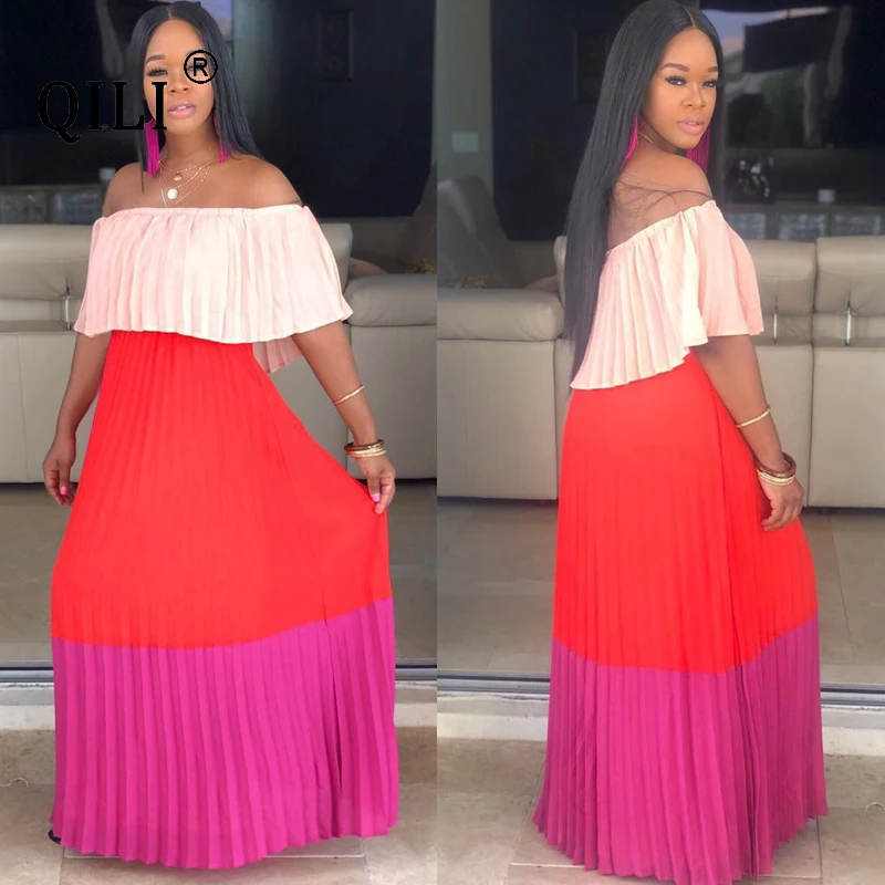 QILI женское летнее плиссированное платье с оборками в стиле бохо