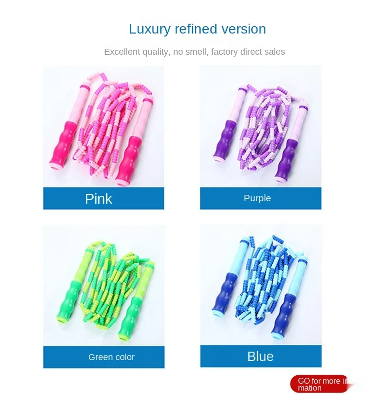 

Beginner Bamboo Jumping Rope Kindergarten Children Unknotted Jumping Rope Pattern Adjustable Soft Bead Jumping Rope