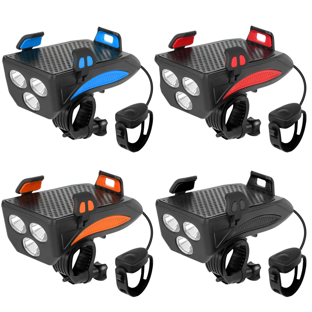 

4 in 1 MTB Bike Bandlebar Light USB Rechargeable Battery Cycling Front Light LED 400LM Headlight Power Bank Phone Holder Horn
