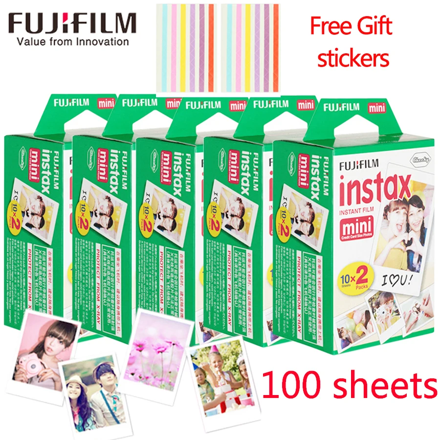 Белая пленка для Fuji instax Мини-пленка 60 80 100 листов белый край 3 дюймов широкая пленка для Фотоаппарат моментальной печати mini 8 9 фотоаппаратов моментальной печати 7s 25 50s 90 Фотобумага+ подарок