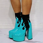 Женские ботильоны на платформе SEIIHEM, ботинки на высоком блочном каблуке с застежкой-молнией и круглым носком, Лоскутная обувь унисекс, женская обувь большого размера 41 42 44 47