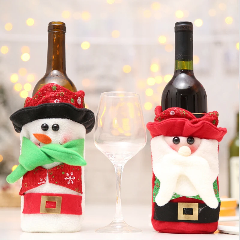 Рождественская крышка бутылки вина рождественские украшения для дома