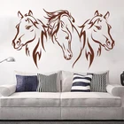 Настенный стикер с изображением головы лошади из мультфильма, 3 шт., детская комната в спальню с единорогом, лошадью, животным рисунком, Виниловая наклейка на стену для гостиной, домашнего декора