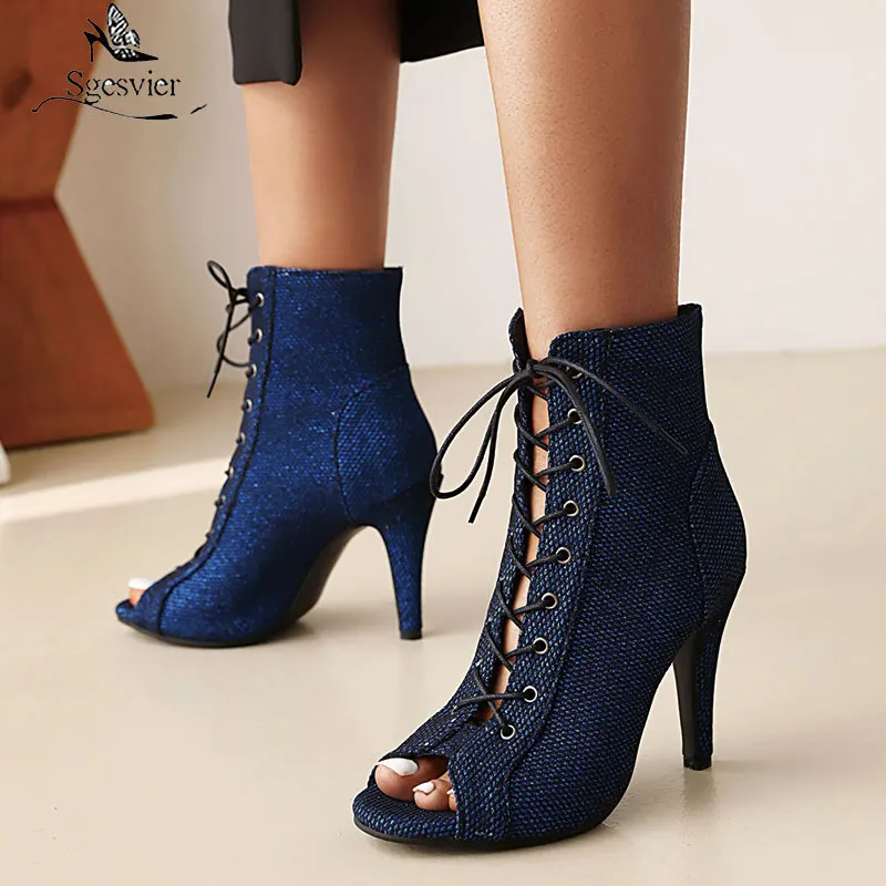 Sgesvier Summer Ankle Sandals Party Woman Sexy stilettos High Heels Women Latin dance heels shoes Women Boots Latin Ballroom
