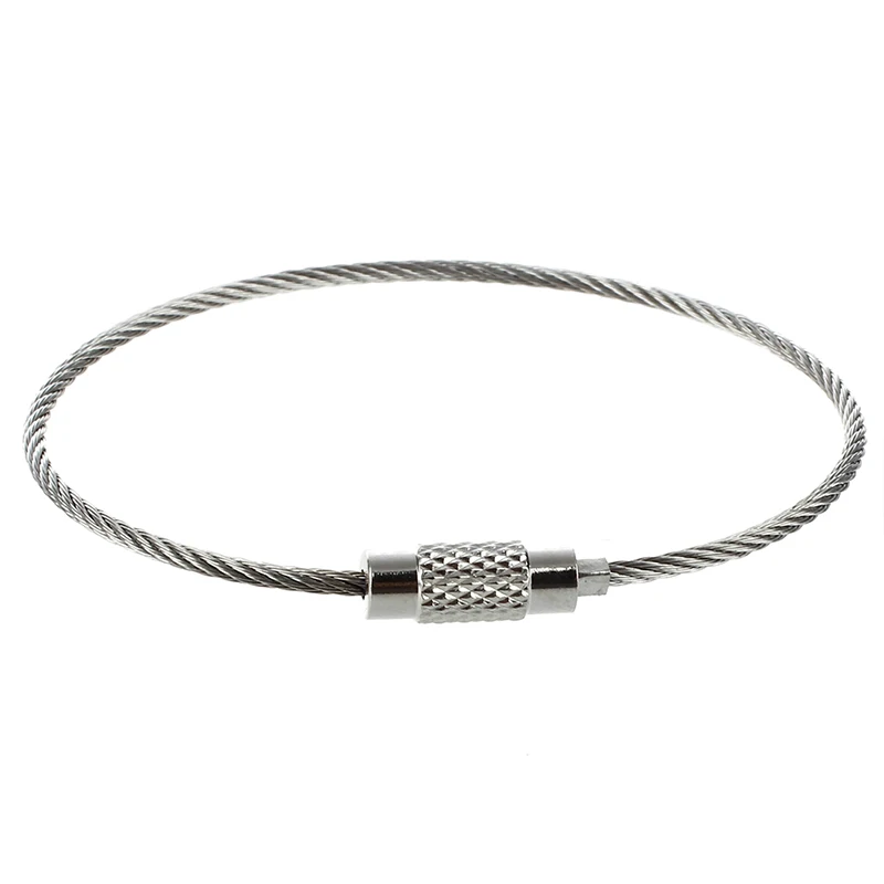 

50pcs Stainless Steel Screw Locking Wire Keychain Cable Keyrings Key Holders