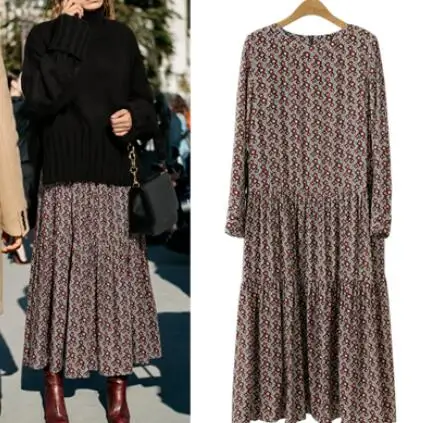 Женское платье рубашка с цветочным принтом размера плюс 4XL Осеннее винтажное