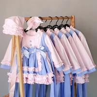little kids pink dresses cotton first communion ball gown dress flower girl birthday wedding long sleeve bow princess clothes