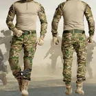 Мужской Тактический костюм, рубашка-карго, брюки и подкладки, военная униформа, футболки с длинным рукавом, снайперская боевая рубашка, армейские камуфляжные мужские костюмы
