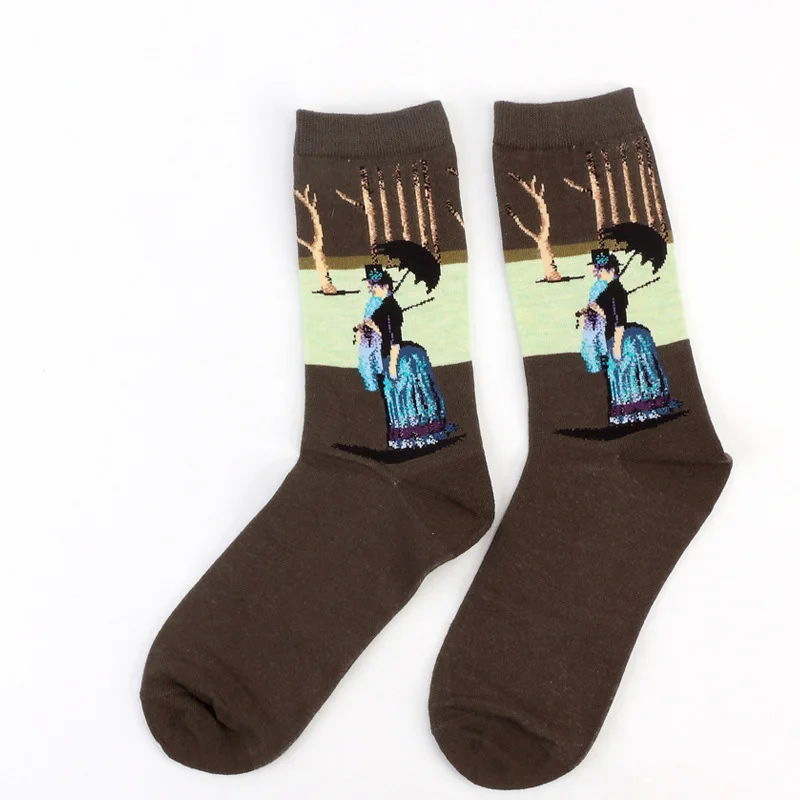 Cotton Socks Men Starry Night Winter Retro Women Personality Art Van Gogh Socks Oil Painting Socks Funny Happy Socks Male socken - Color: 11