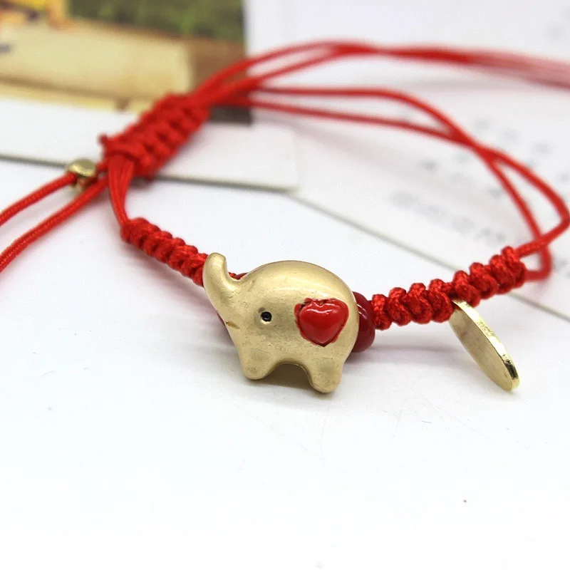 Модное счастливое медное животное амулет браслет тонкая красная веревочная нить