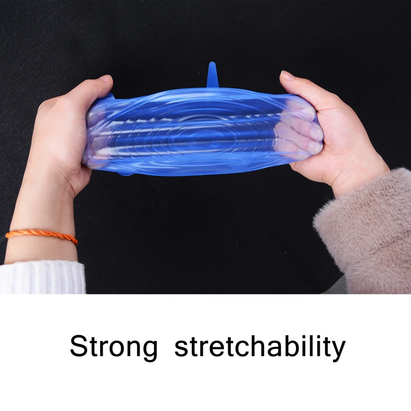 

6 Pcs/Set Food Silicone Cover Cap Universal Silicone Lids For Cookware Bowl Reusable Stretch Lids Kitchen Accessories