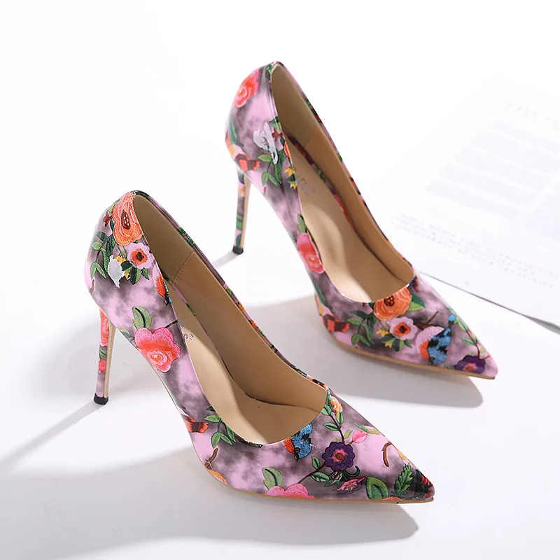 

2020 new women's shoes design and color high heel thin heel pointed shallow mouth large size single shoes zg1318-7