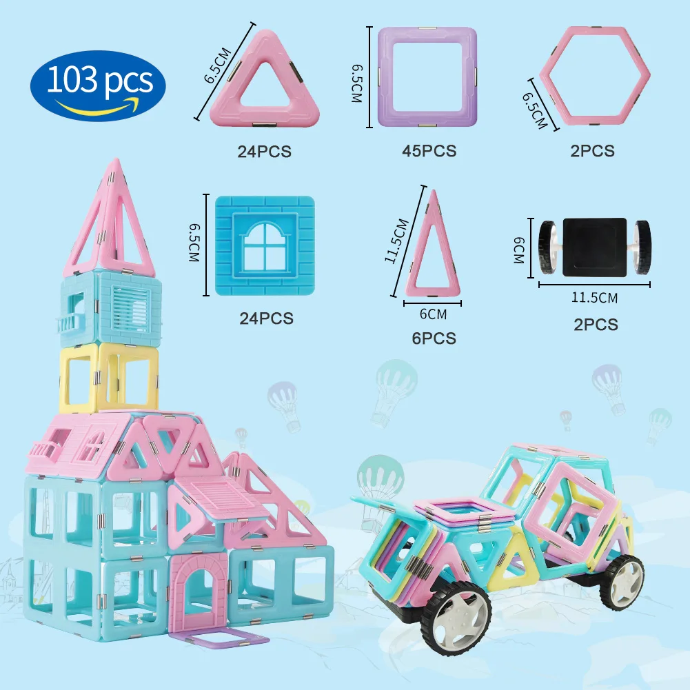 Azulejos magn&eacute;ticos de dise&ntilde;o para ni&ntilde;os, bloques de construcci&oacute;n magn&eacute;ticos de gran tama&ntilde;o, juego de modelos, juguetes educativos-1