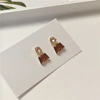 advanced geometric tawny crystal square gold color earrings for woman korean fashion jewelry party luxury girl%e2%80%98s cute earrings