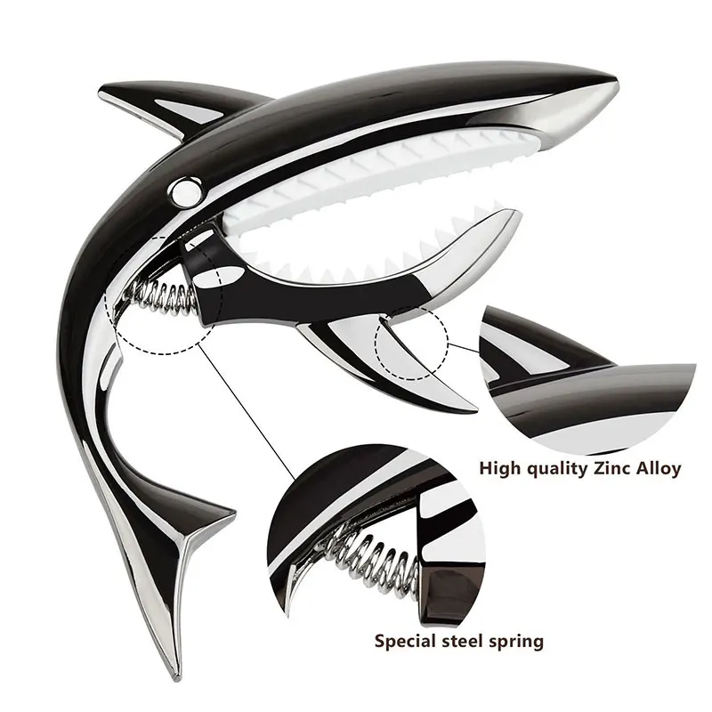 Shark Folk Guitar Capo Sound Clip Transfer Ukulele Banjo Bass Classical Instruments Accessories H7JP | Parts &amp
