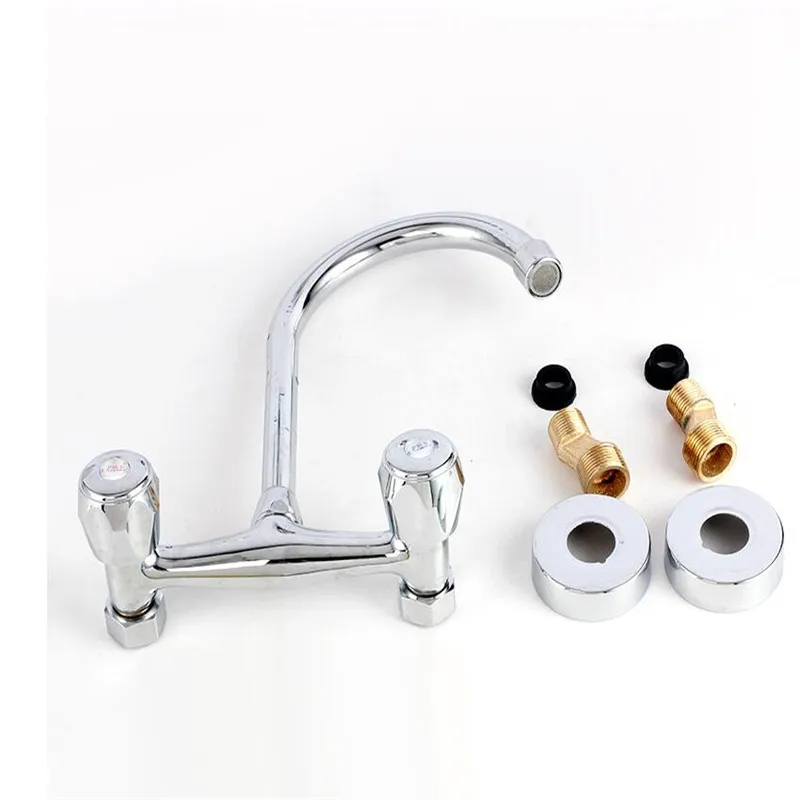 

Bathroom Basin Sink Mixer Faucet Copper Durable Dual Handles Bathtub Wall Mounted Kitchen Wash Basin Sink Mixer Tap Accessories
