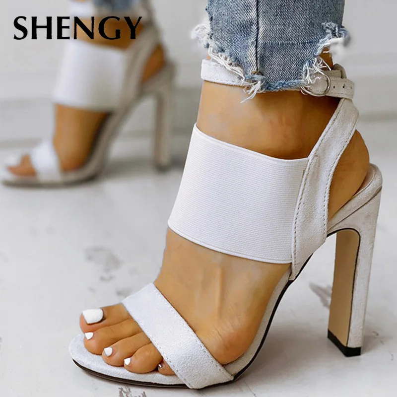 

2020 Women Sandals Summer Hot Female 9cm Fish Mouth Exposed Toe High-Heeled Sandals Ankle Strap Ladies Shoes