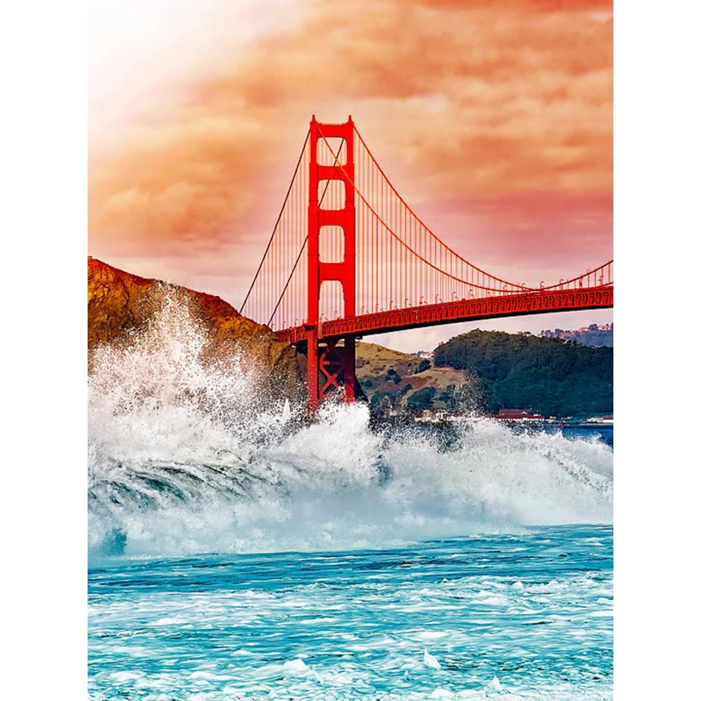 Diamond Embroidery Landscape Sea Full Square Painting Bridge Picture Rhinestone Mosaic Home Decoration a1636 | Дом и сад