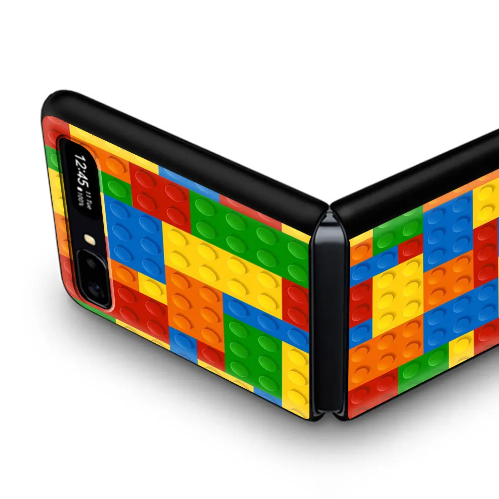 

Phone Case Cover for Samsung Galaxy Z Flip Black Hard Capa Cover for Samsung Z Flip 5G Fall Coque Shell Colorful Block