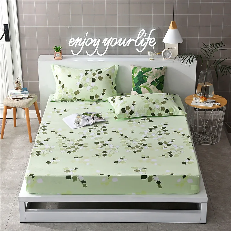 Полный размер дышащий 100% полиэстер эластичная резинка напечатанная простыня с