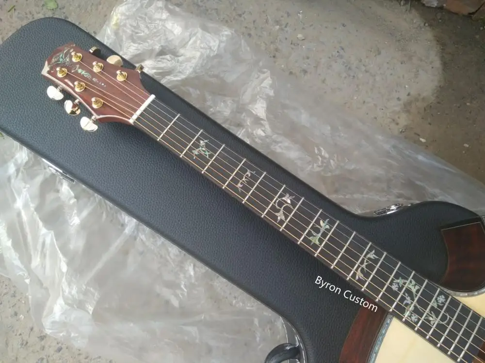 free shipping handmade guitar AAAA all solid wood customize cocobolo single cut design acoustic electric | Спорт и развлечения