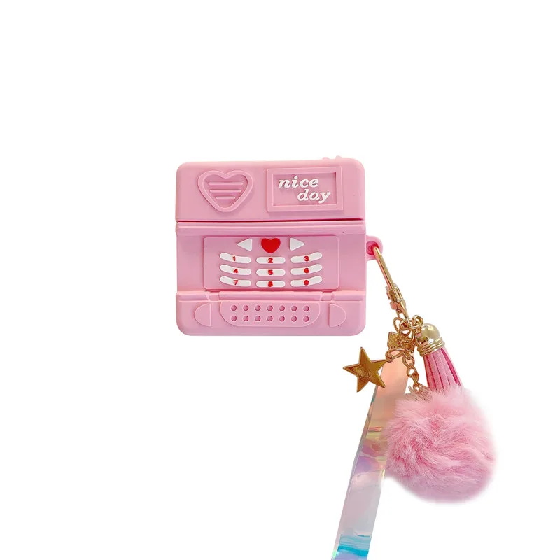 

3D Cute Pink Retro Silicone Earphone Case for Apple AirPods 1 2 pro Bluetooth Headset Cover