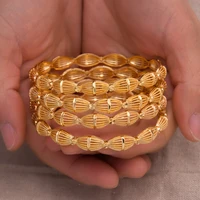 4pcslot 24k dubai cuff gold color bangle bracelet fashion women man jewelry copper big ring bangle jewelry gift