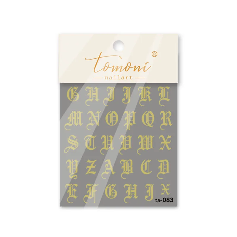 3D Gothic alphabet Nail Art Decorations Foil For Nails Black Letter Stickers Manicure Old English Text Sticker Designer | Красота и
