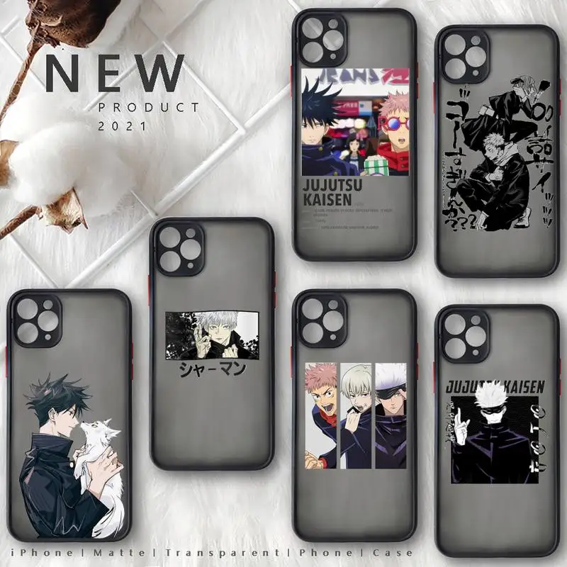 

Jujutsu Kaisen Anime Phone Case black matte transparent For iPhone 7 8 x xs xr 11 12 13 pro plus mini max Clear Funda