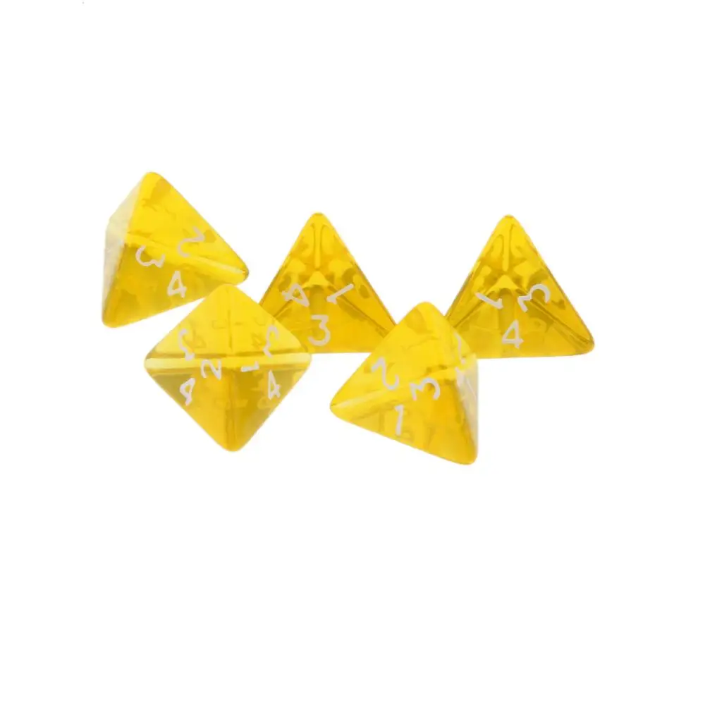 Yellow 5 шт. 4 сторонние D4 кости для игры TRPG Подземелья и Драконы D& D RPG настольная игра любимые и математические обучения любителей - Цвет: Yellow