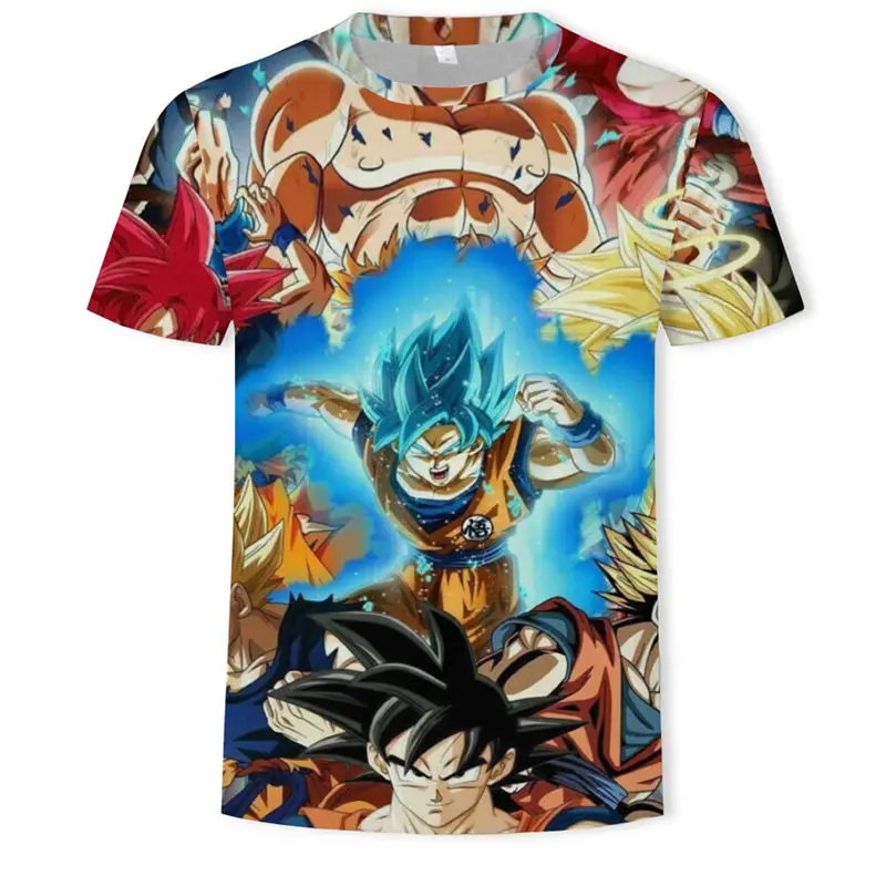 Мужская Повседневная футболка с 3D принтом Dragon Ball Z sleigh черная super Saiya Goku лето