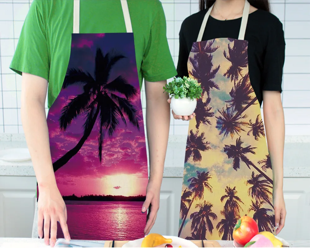

High-Quality Sleeveless Waterproof and Oilproof Apron landscape Cotton Linen Apron