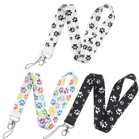 dog paw neck keychain necklace webbings ribbons anime cartoon neck strap lanyard id badge holder keychain lanyards