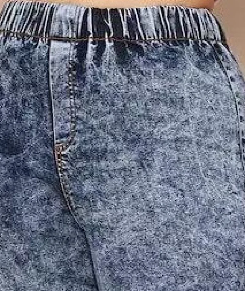 

Plus Size Jeans Woman Fashion Office Lady Extra Large Code Casual Snowflake Print Denim Feet Jeans Female