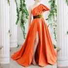 Женское длинное платье-кардиган DAIGELO, однотонное оранжевое вечернее платье с открытыми плечами и бантом, размера плюс