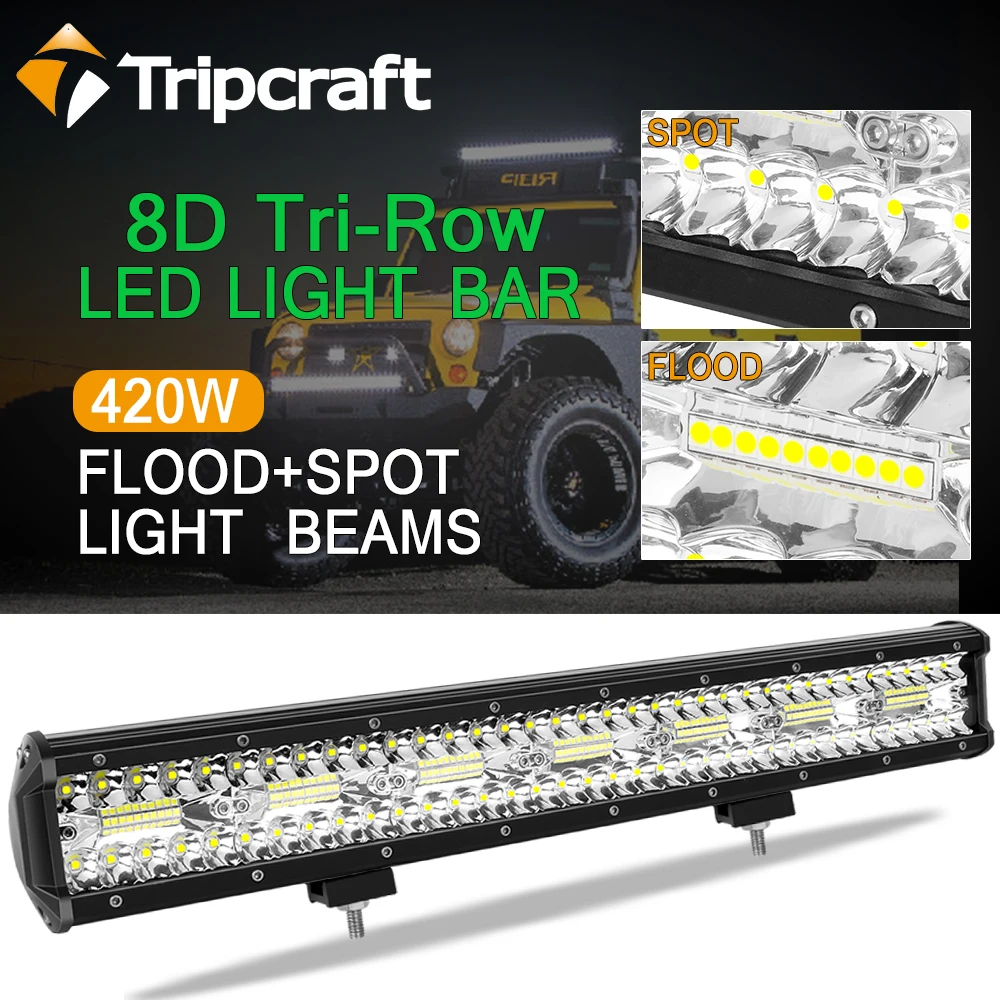 Tripcraft 3Row светодиодный бар 20in 1-4 года ПК светильник рабочий 420w комбо для автомобиля