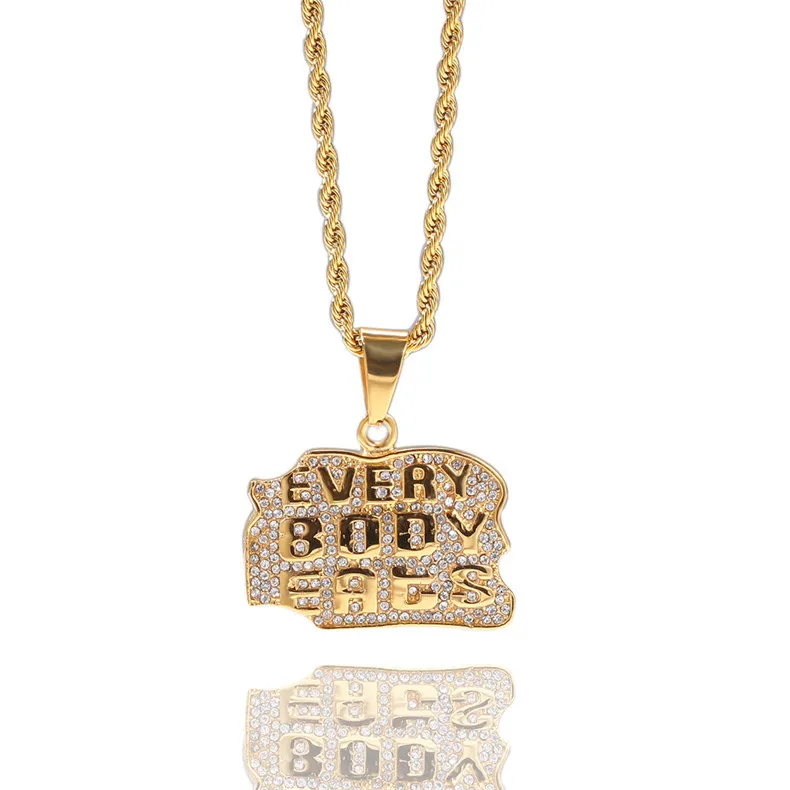 

Hip Hop Mens Necklace Gold Rhinestone Zircon Chain Fashion Men and Women Luxury Jewelry Necklace Gifts