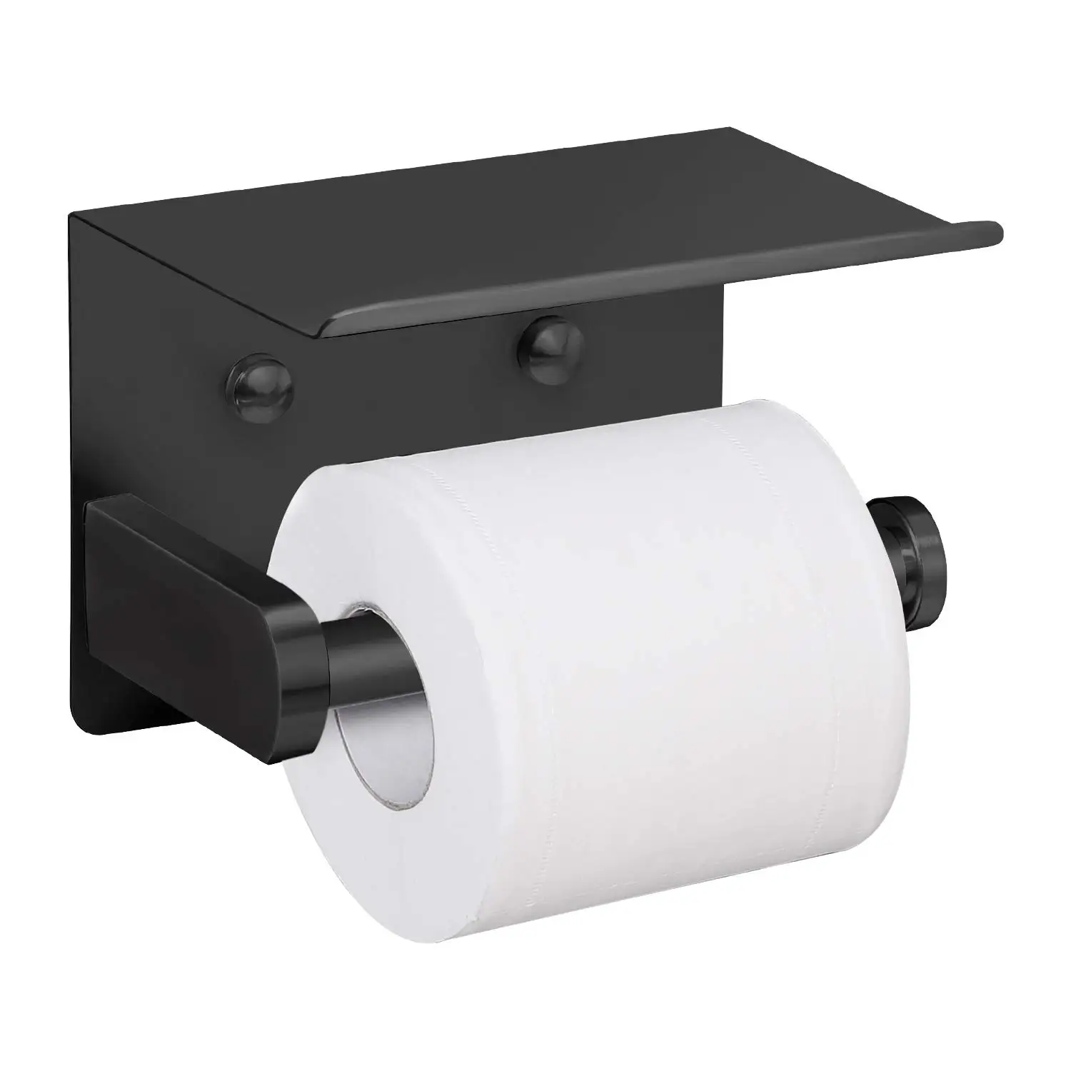 

Self Adhesive Toilet Paper Holder with Phone Shelf SUS 304 Stainless Steel Wall Mounted Toilet Paper Roll Holder - Rustproof an
