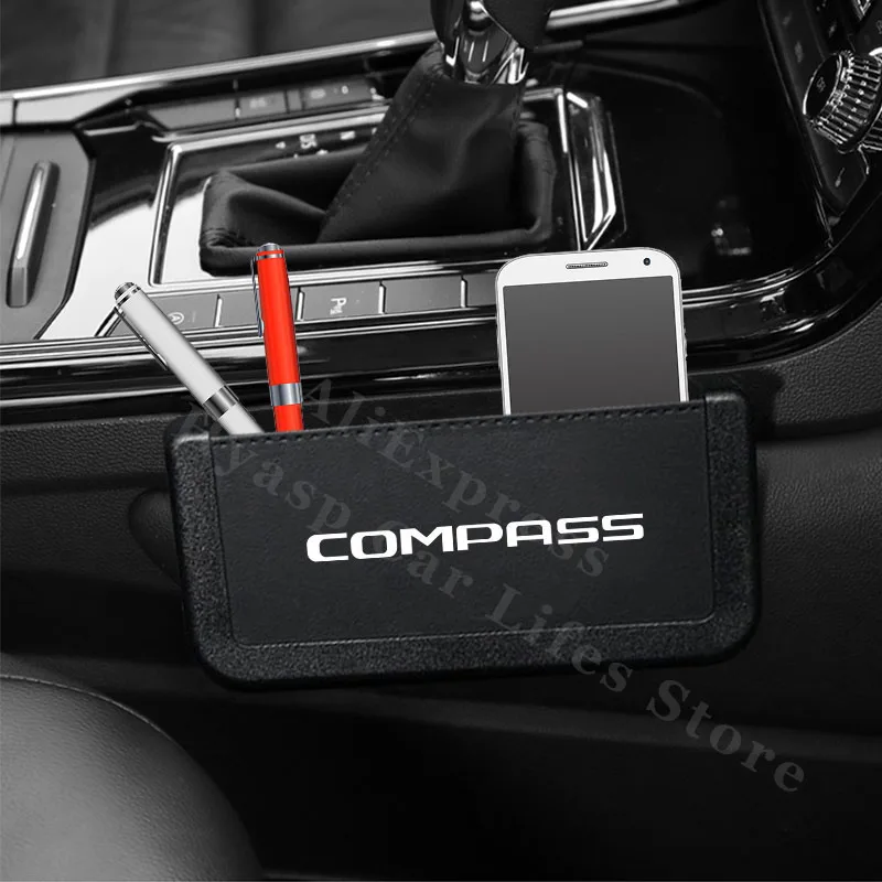 Car Organizer Box For JEEP Compass Auto Leather Mobile Phone Coins Storage Pocket Fashion Accessories Interior | Автомобили и