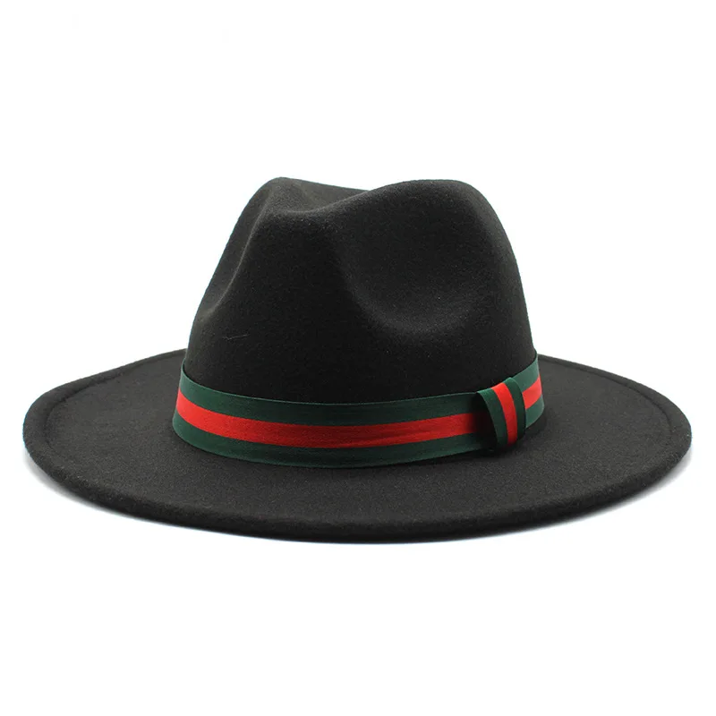 

New style big brim hat for autumn and winter fashion flat brim top hat for men and women woolen jazz hats