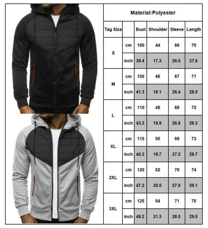 

Fashion Men Warm Hoodie Sweatshirt Padded Jacket Coat Zip Up Outwear Casual Jumper Top New Style