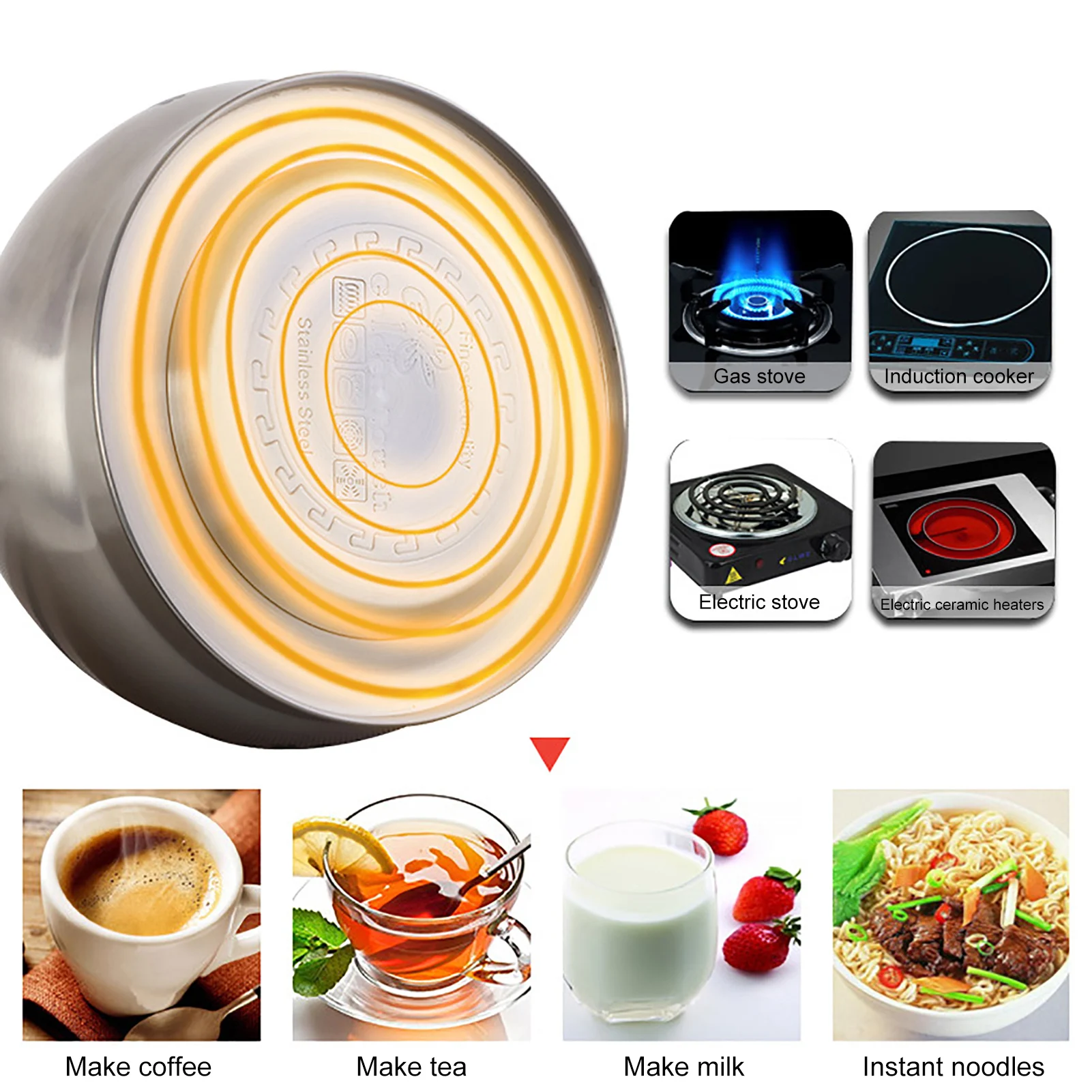 

Heat color Multifunctional 3 L Stainless Steel Magnetic Thickened Hemispherical Bottom Kettle Electric Induction Stove Kettle