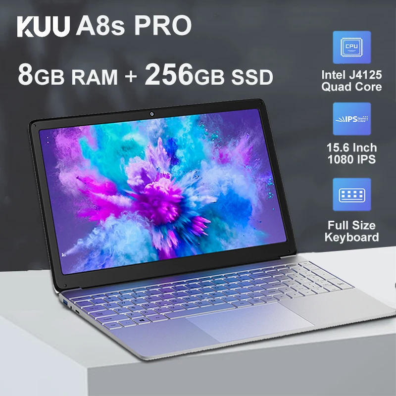 Ноутбук KUU A8S Pro 15 6 дюйма FHD Intel Celeron J4125 8 Гб DDR4 ОЗУ 256 SSD Windows 10 ПК портативный геймер