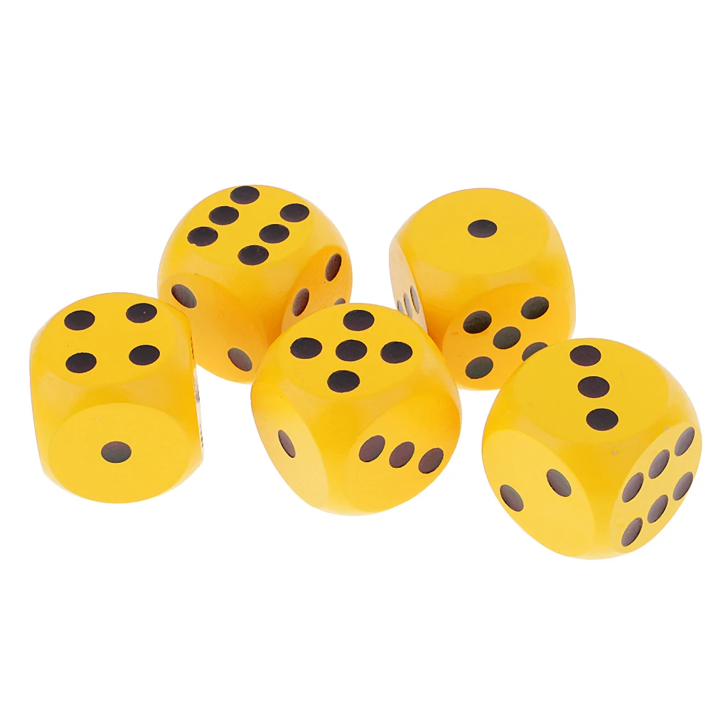 

5Pcs Wooden Dice D6 Dotted 3cm For D&D RPG Game Player